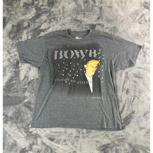 David Bowie Station to Station Graphic Band T-Shirt‎ Mens XL Gray Vintage Style